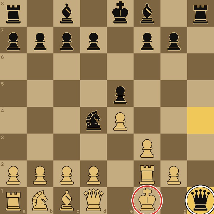 Final position of the Fishing Pole Trap: Black's queen mates on h1